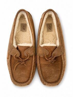 UGG Ascot Slippers Chestnut Shearling Lined Moccasin Loafer Lounge Shoes Size 11